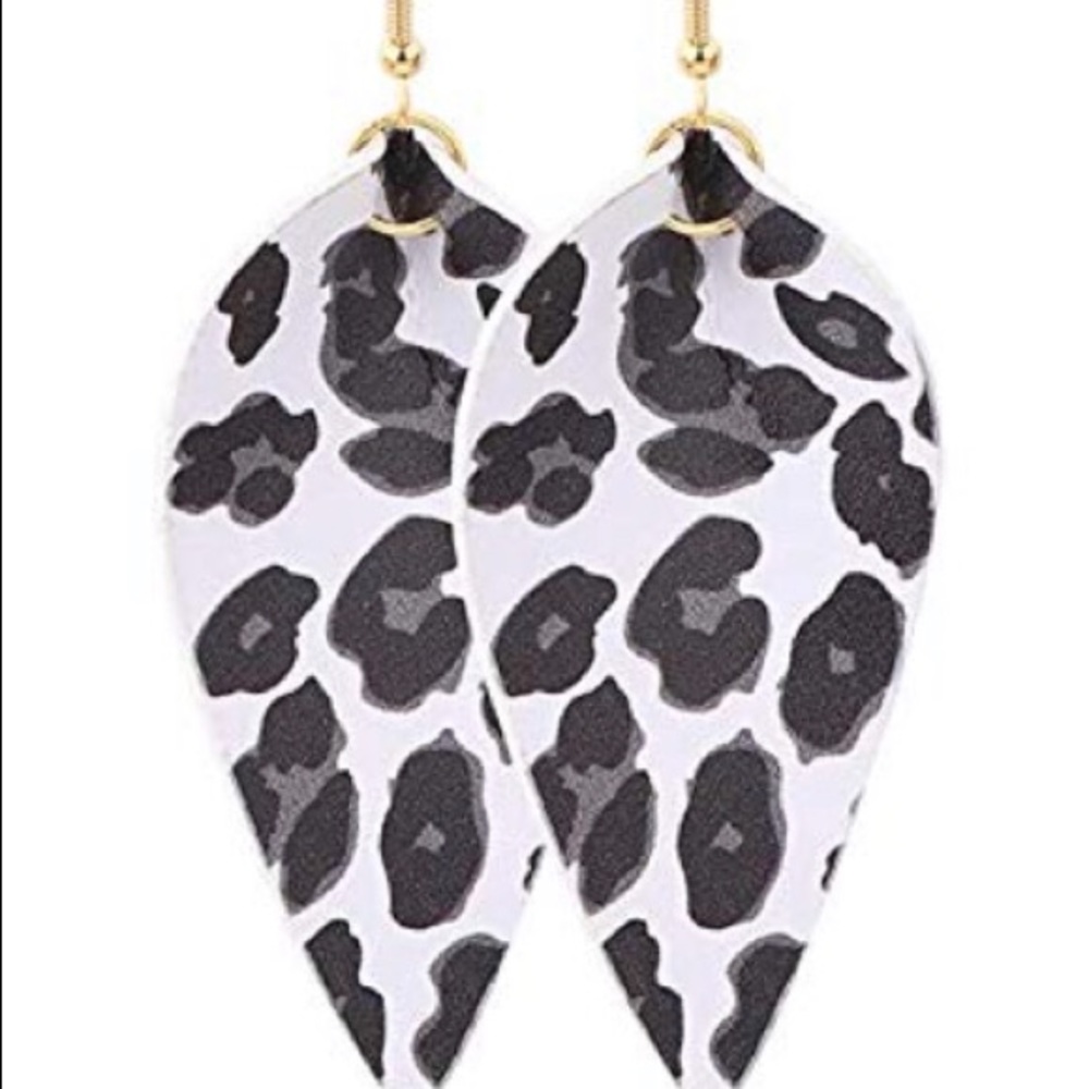 White leopard earrings